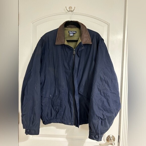 Nautica 90s vintage oversized straight dad collared jacket size large - Picture 1 of 10